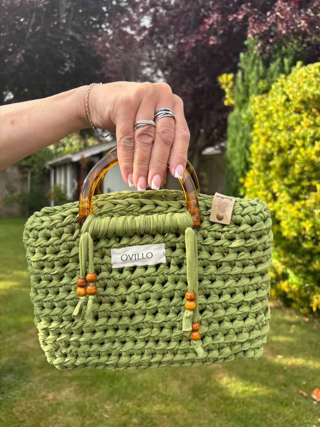 The Classic in Matcha Green handcrafted crochet bag